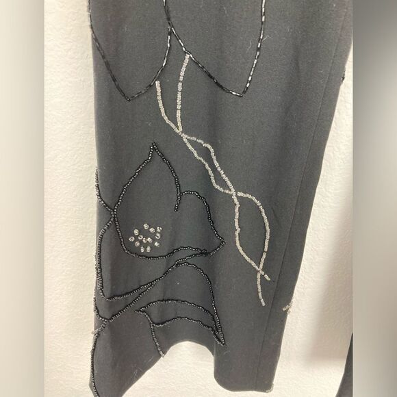 Cache black beaded evening pants in floral design perfect condition - Picture 8 of 11